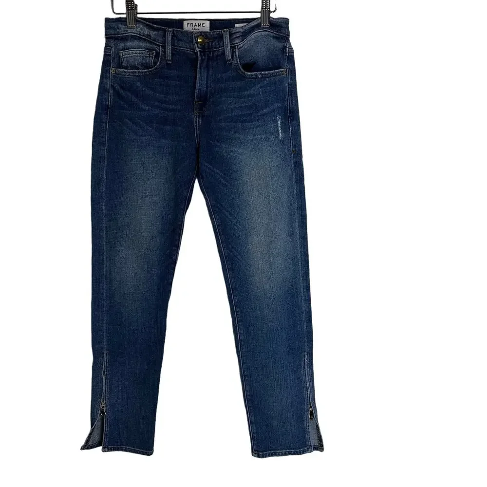 FRAME Denim Le Boy Picadilly Zip Ankle Cropped Jeans Size 26
